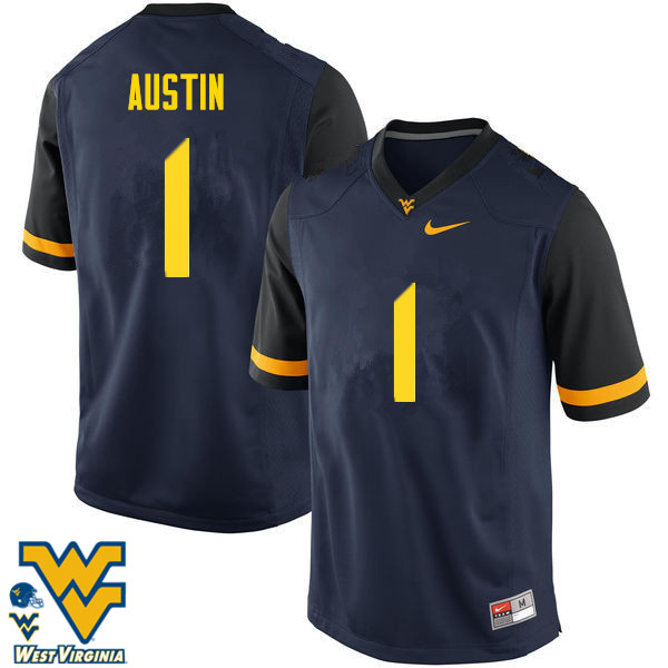 NCAA Men's Tavon Austin West Virginia Mountaineers Navy #1 Nike Stitched Football College Authentic Jersey NP23L46UF